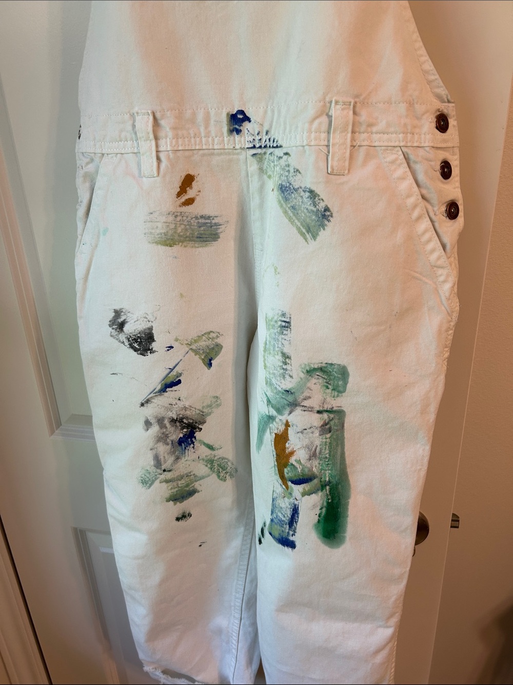 Dickies White Painter's Overalls with Paint Splatter - Picture 5 of 7